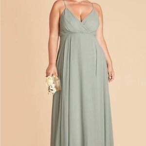 Birdy Grey Green Pleated Ruched Gown Wedding